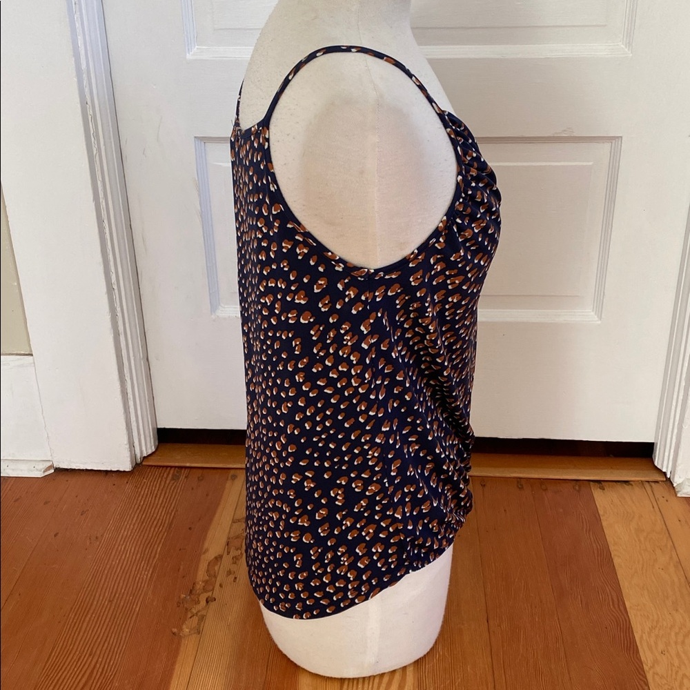 West Kei Navy Brown‎ Animal Print Stretchy Wrap Tank Top Small - Picture 3 of 6